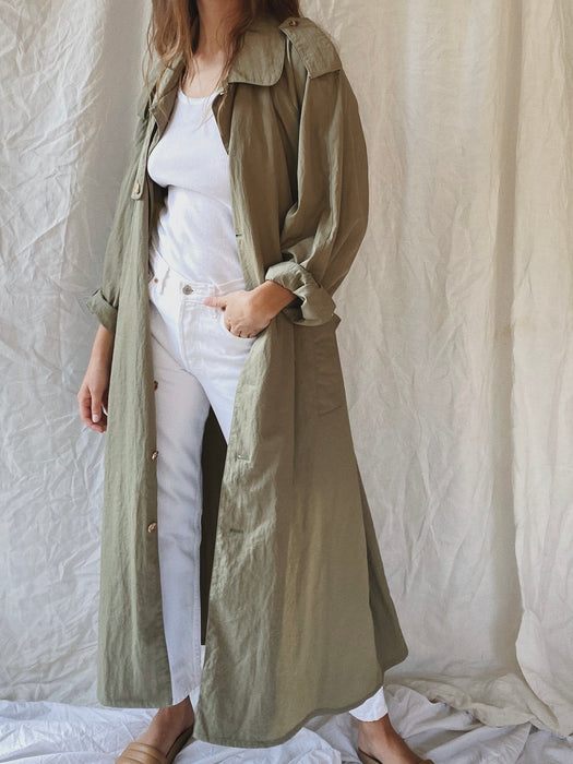 THE FLOWY TRENCH - KHAKI GREEN, MEDIUM